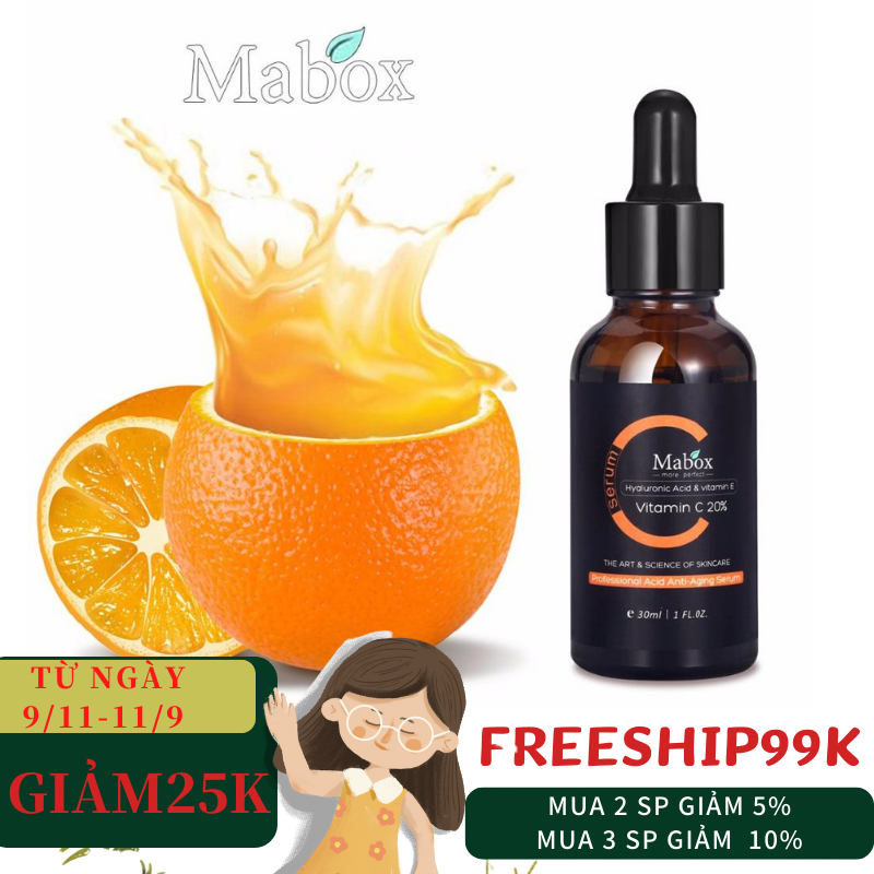 [HCM]Serum Vitamin C- Làm trắng da nhanh tự nhiên chống oxy hóa Chống lão hóa giảm nếp nhăn Serum dưỡng ẩm da làm trắng da mặt cho nam và nữ