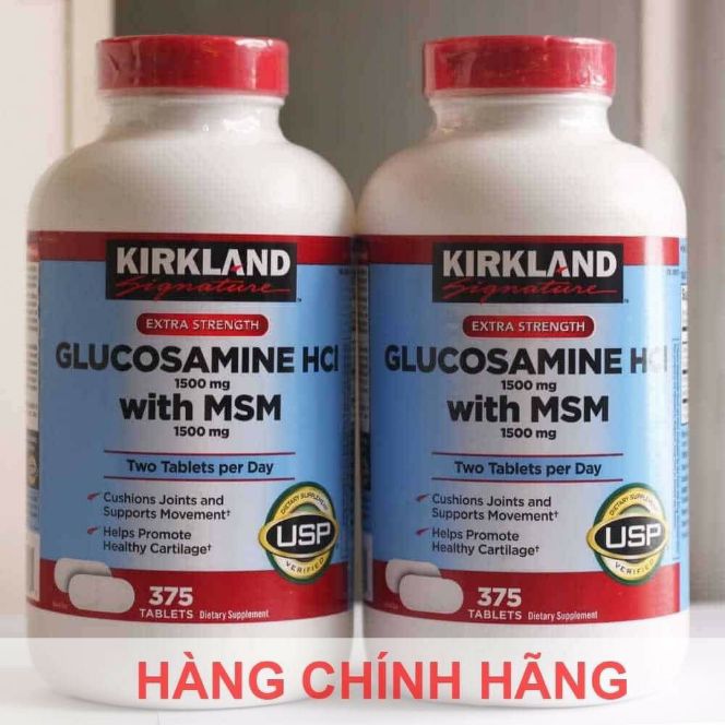 Viên uống glucosamine hcl 1500mg with msm 1500mg kirkland của mỹ 375 viên