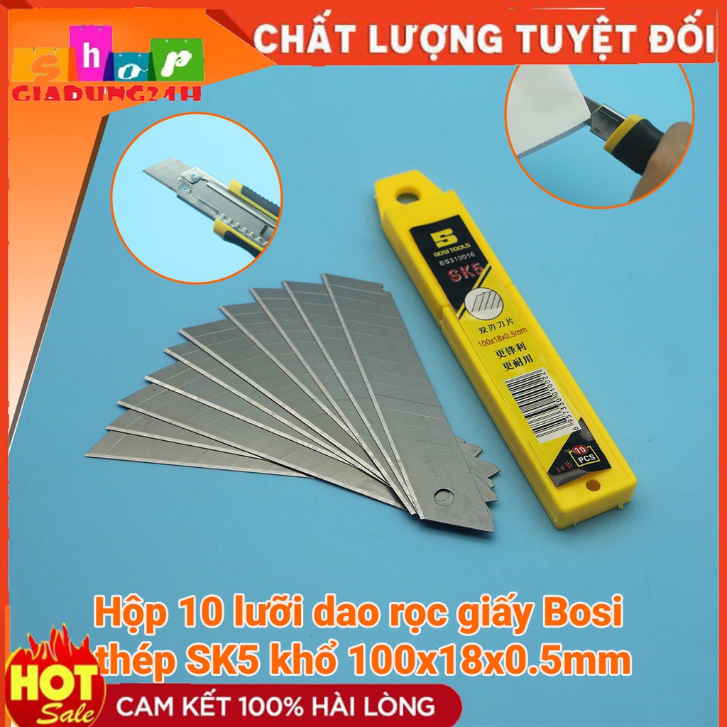 Hộp 10 lưỡi dao dọc giấy bosi-giadung24h