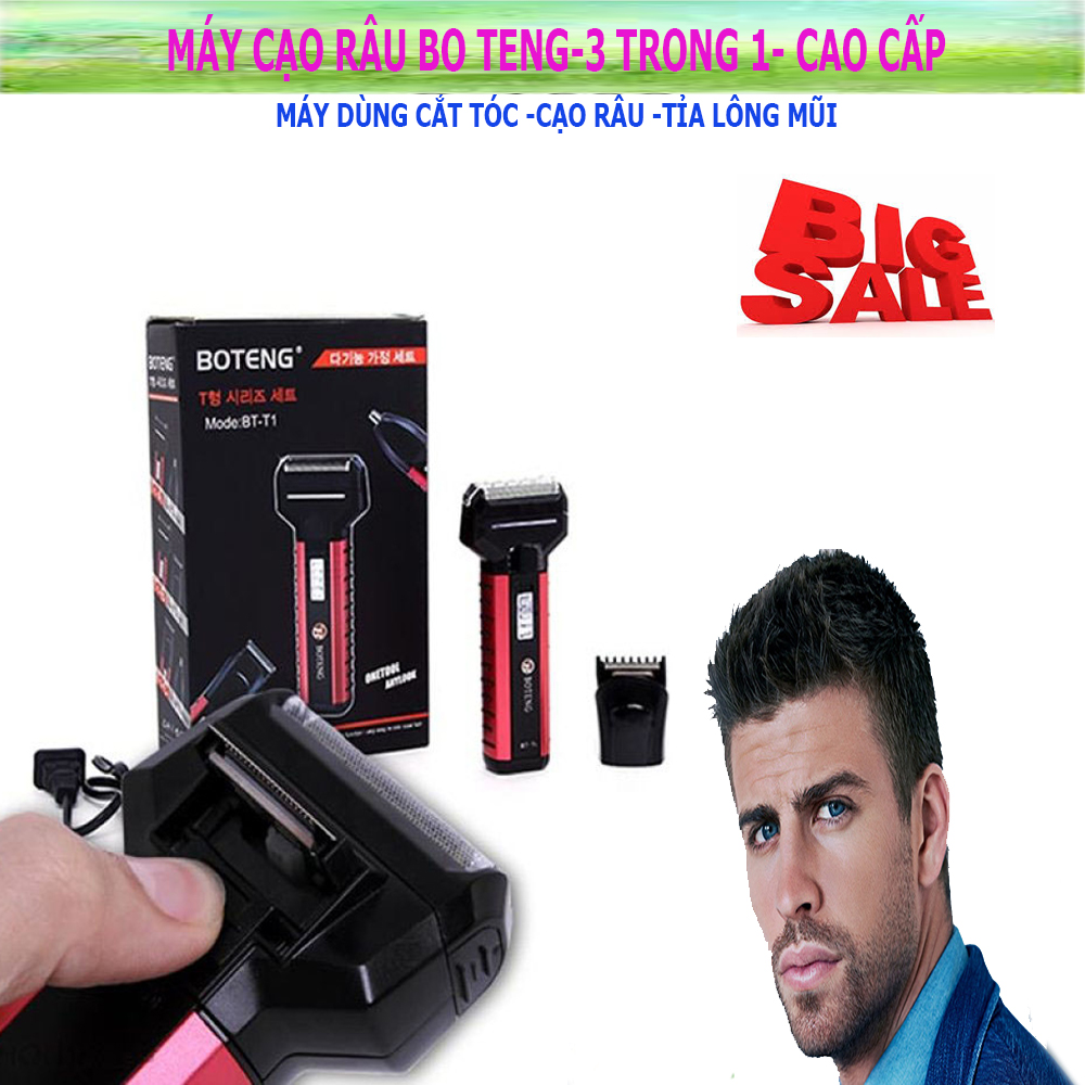 Máy Tỉa Lông Mũi, Máy Cạo Râu, Tăng Đơ Cắt Tóc, Máy Cạo Râu Boteng - Thiết Kế 3 Trong 1 Mang Lại Tính Đa Năng Và Tiện Lợi, Lưỡi Dao Kép Giúp Bảo Vệ Cho Da - [CAM KẾT] Máy Vô Cùng Bền Và Tốt, Không Lo Han Gỉ Sau Nhiều Năm Tháng!