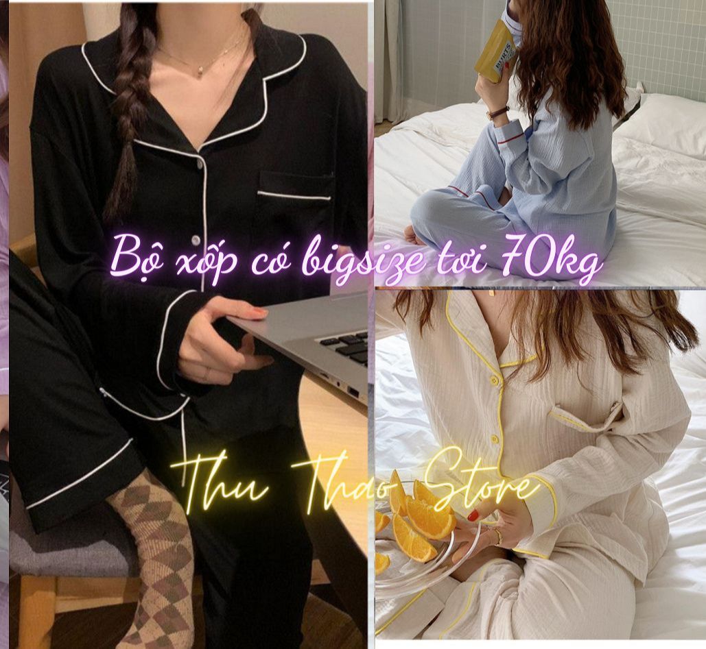 (Có size) Bộ Ngủ Mặc Nhà Big Size Vải Xốp Hàn Dài Tay Quần Dài hotrend 2022 tông màu Pastel-XP1