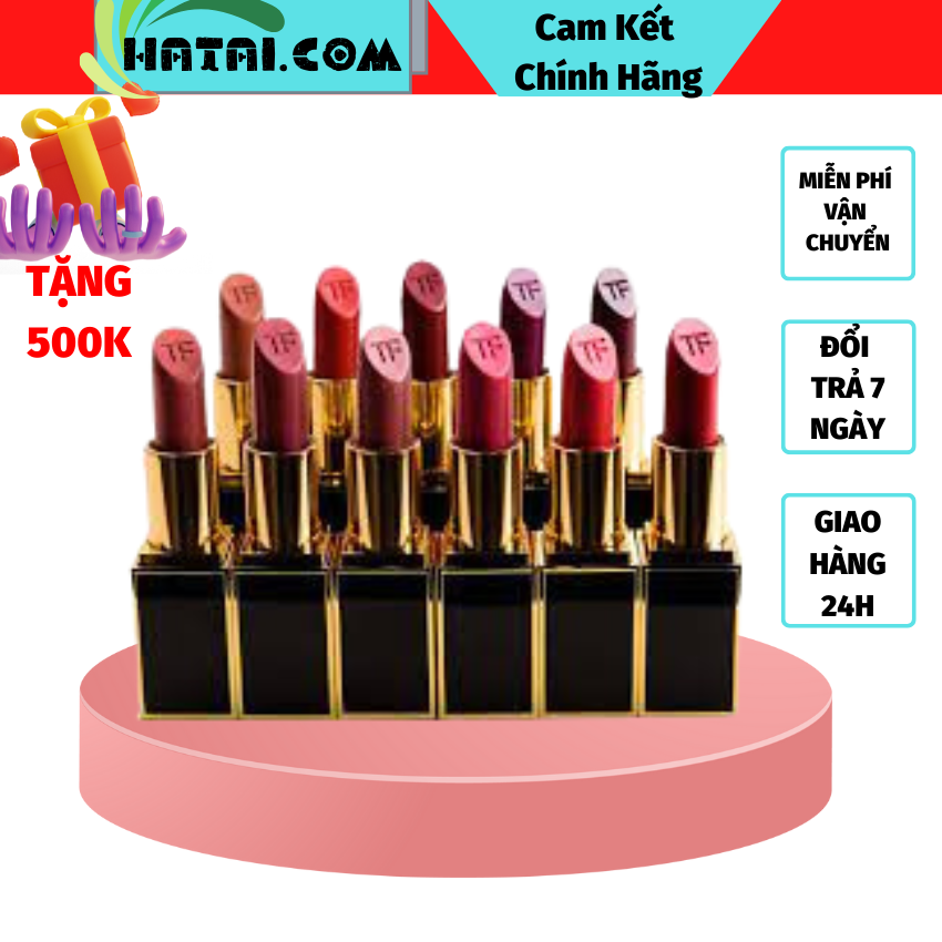 Son tomford lip color matte, tom ford lipstick ruby rush 07 vỏ đen hàng chính hãng + kèm quà tặng