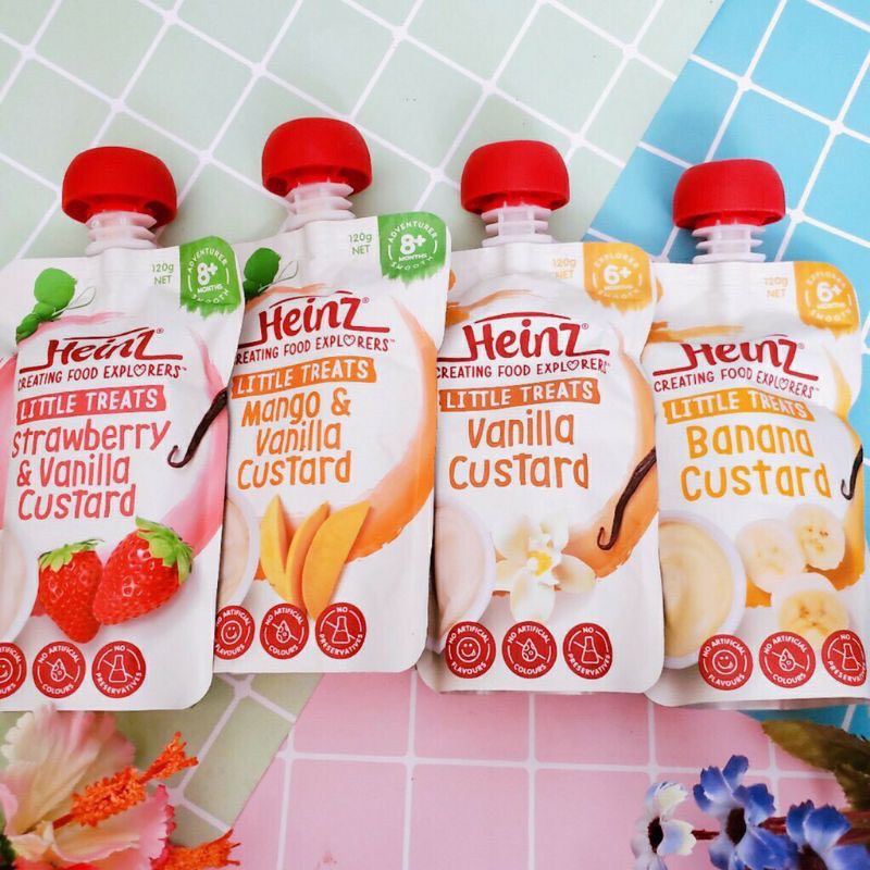 Váng sữa hoa quả nghiền Heinz Úc cho bé từ 6 tháng (Date 06-08/2023)