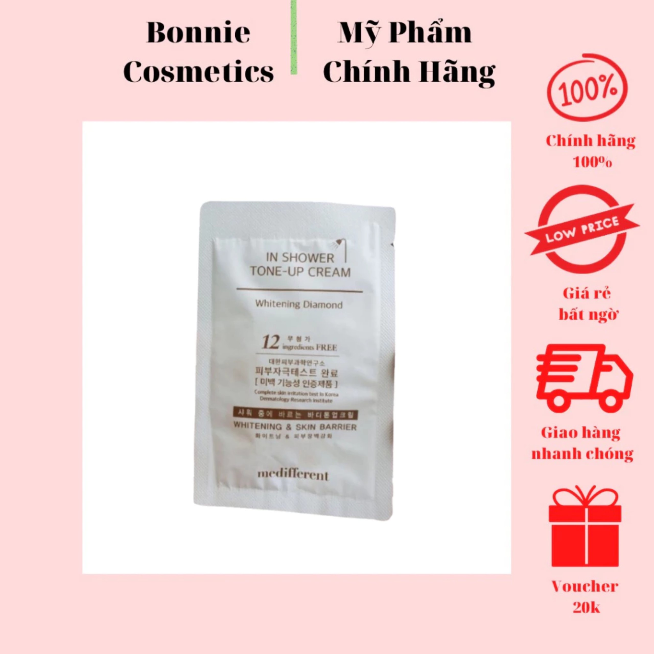 Medifferent in shower tone up cream - sữa tắm ủ trắng - dạng gói 8ml