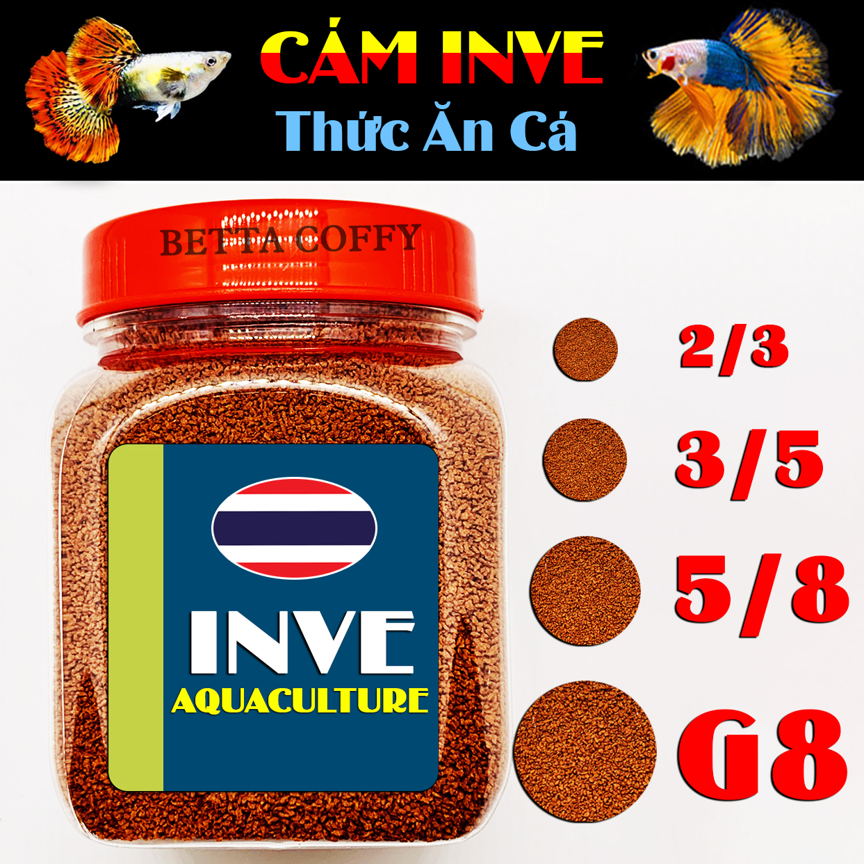 Cám Thái Inve 2/3 3/5 5/8 G8 - Thức ăn cho cá cảnh guppy betta từ nhỏ đến lớn 🐠 BETTA COFFY ☕️