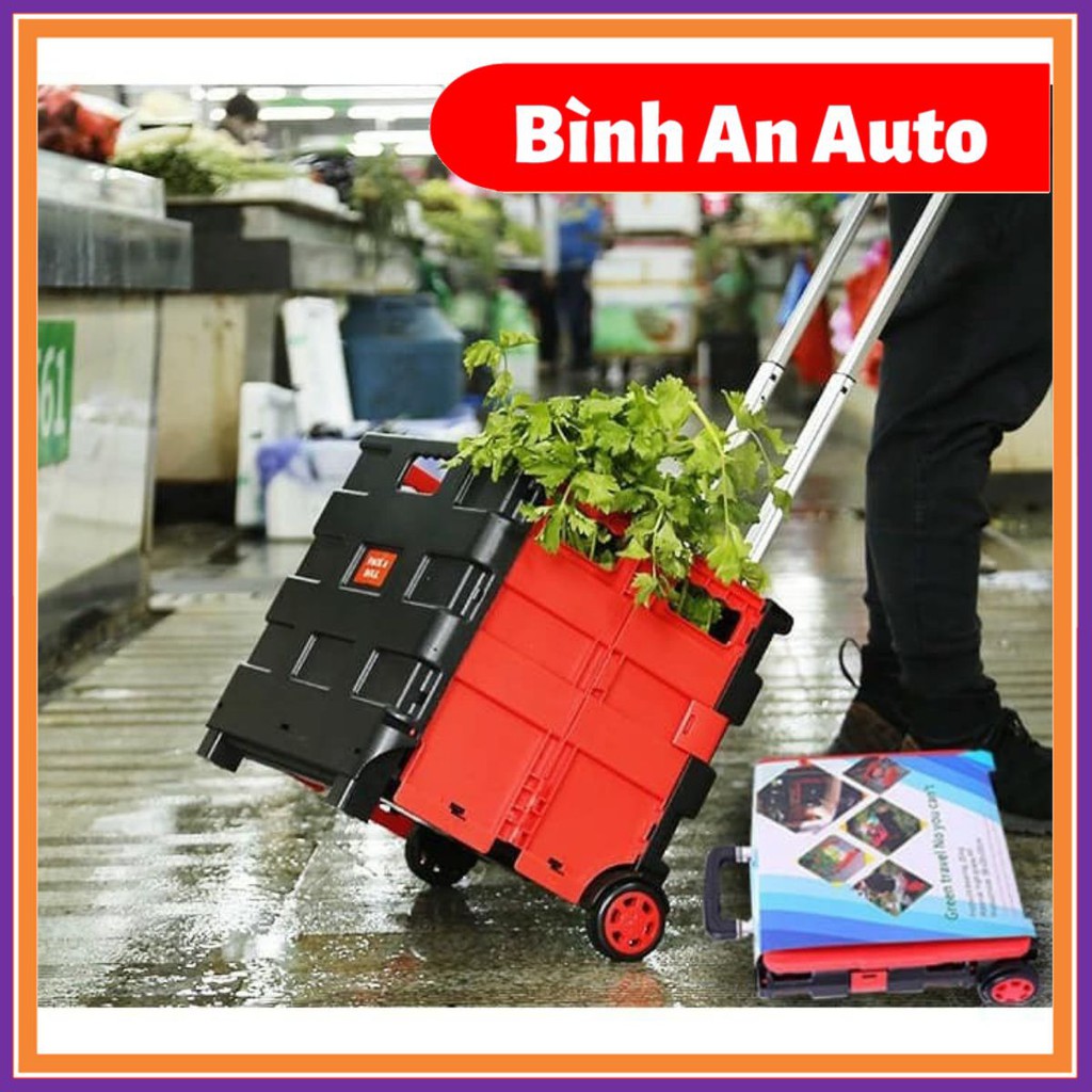 Thùng đựng đồ gấp gọn Vali kéo đa năng - Dùng trên ô tô, đi siêu thị, di chuyển đồ nặng