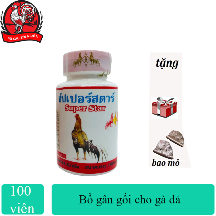 [COMBO 3] SUPER STAR [lọ 100 viên] Bổ xương gân gối cho gà đá (TẶNG BỊT MỎ)