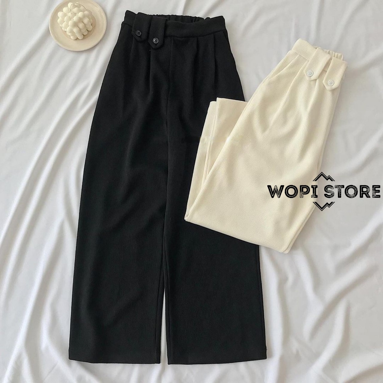 Quần dài ống rộng hely pants vải nhung gân nhuyễn ulzzang