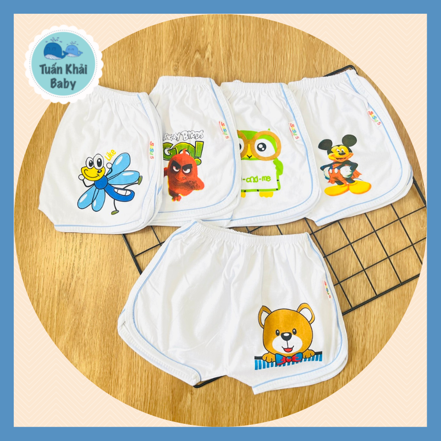 COMBO 10 Quần Đùi thun cotton Susu | Mẫu quần đùi Trắng Viền Đôi | Size 1 -8 cho bé trai 5-21 kg| Chất vải thun cotton 100% dày dặn , đẹp, mềm | Đồ bộ bé trai | Quần áo trẻ em | Quần đùi bé trai | Hàng Việt Nam