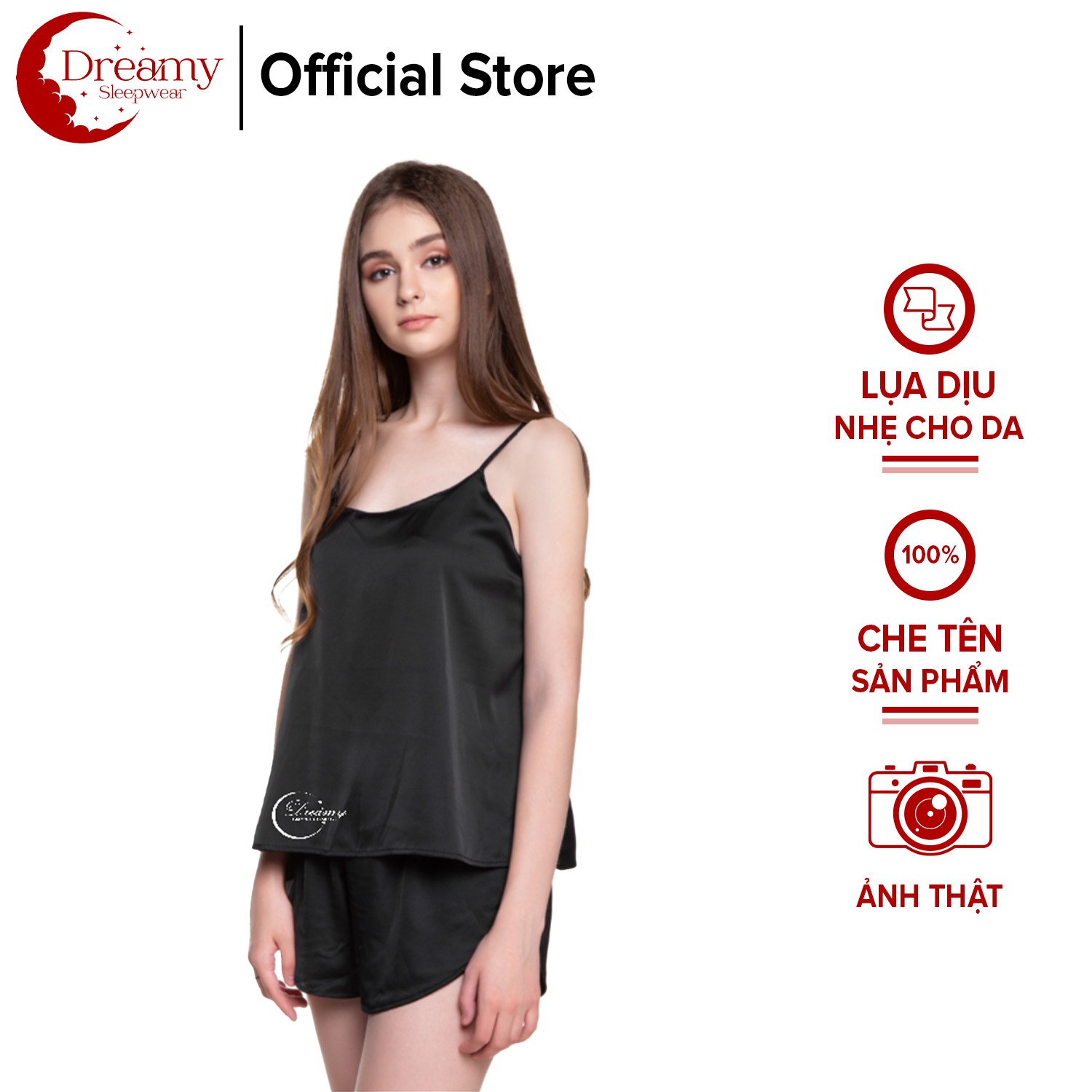 Đồ bộ nữ,Đồngủ nữ 2 dây quần đùi ,Đồ bộ mặc ở nhà nữ dáng suông hai dây trơn đơn giản, quyến rũ phù hợp cho mọi lứa tuổi,Đồ bộ mặc nhà mát mẻ,  có 4 màu hồng pastel, trắng, đen và đỏ đô Dreamy - DN03