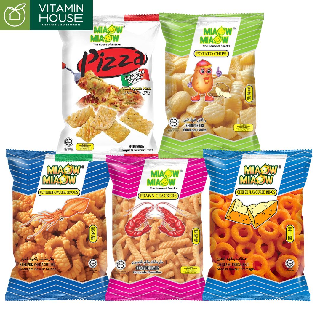 Snack Phô Mai Vòng Miaow Miaow Mực/ Tôm/ Gà/ Pizza/ Khoai tây 60g - Vitamin House