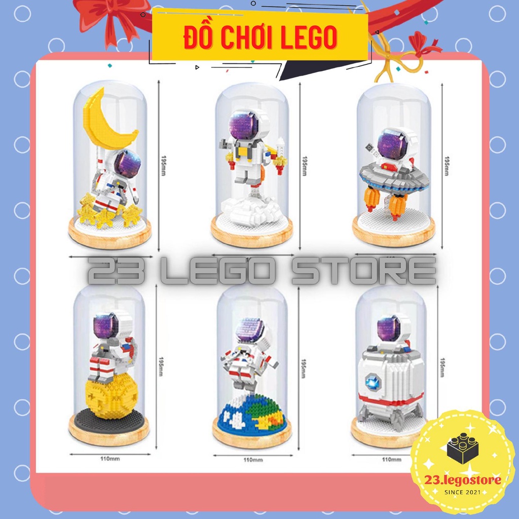 Bộ đồ chơi lắp ghép Lego Phi Hành Gia Astronaut (9 mẫu, Kèm đèn và hộp Mica trong suốt), Bộ đồ chơi lắp ráp phi hành gia