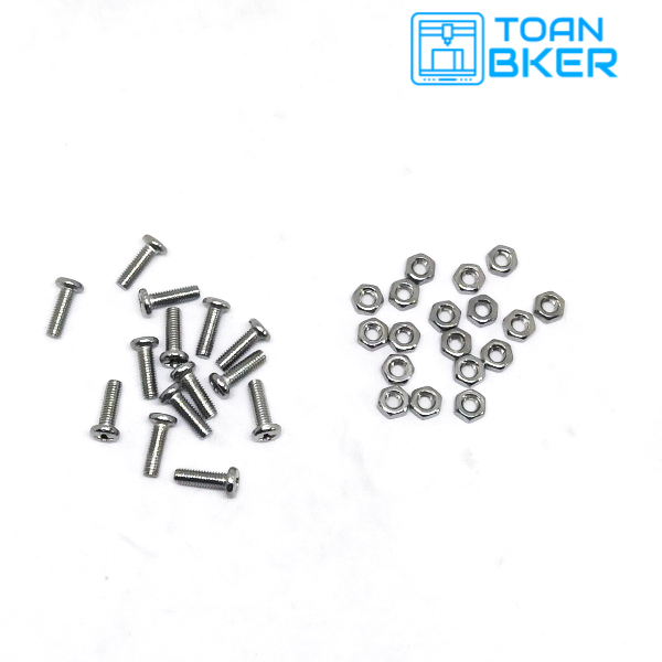 [bulong+đai ốc] Bộ bulong đầu MO M3/M4/M5 10mm + đai ốc (inox)