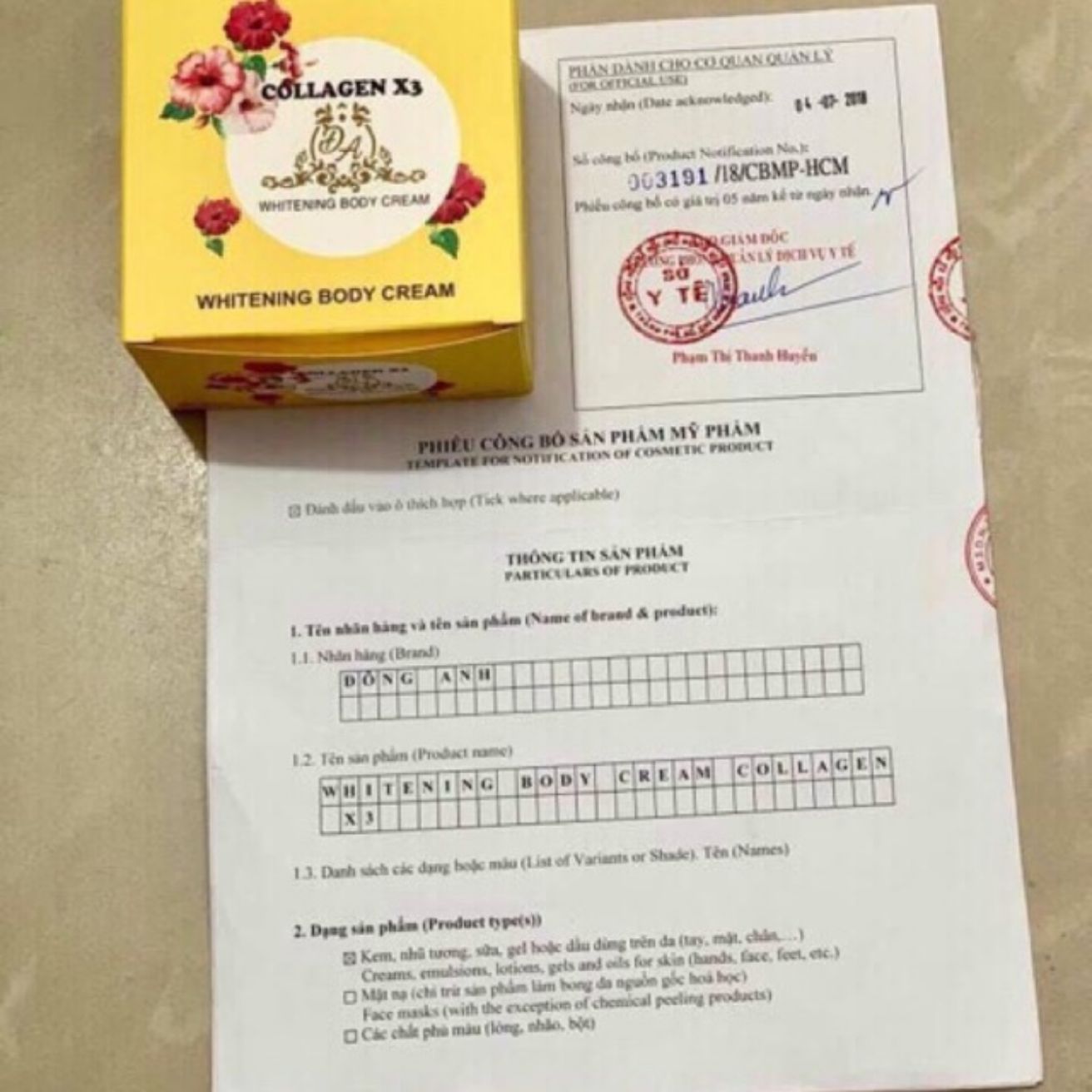 Body collagen x3 của cty tnhh đông anh