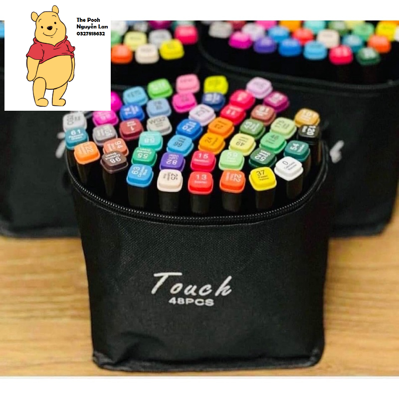 Bộ bút dạ 48 chi tiết cho bé tập tô bút màu touch mark cool coco pison marker