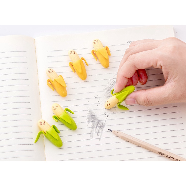 Túi 2 cục tẩy bút chì hình hai quả chuối siêu dễ thương - cục gôm tẩy văn phòng phẩm