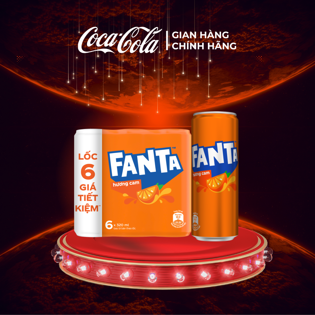 [SIÊU SALE ] Lốc 6 Lon Nước Giải Khát Có Gas Fanta Hương Cam 320ml/Lon Sale 8.8 Coca-Cola Chính Hãng_LD