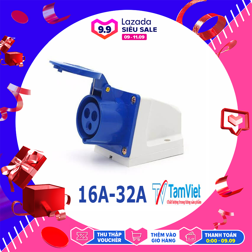Ổ cắm gắn tủ 16a- 3 chấu -220v