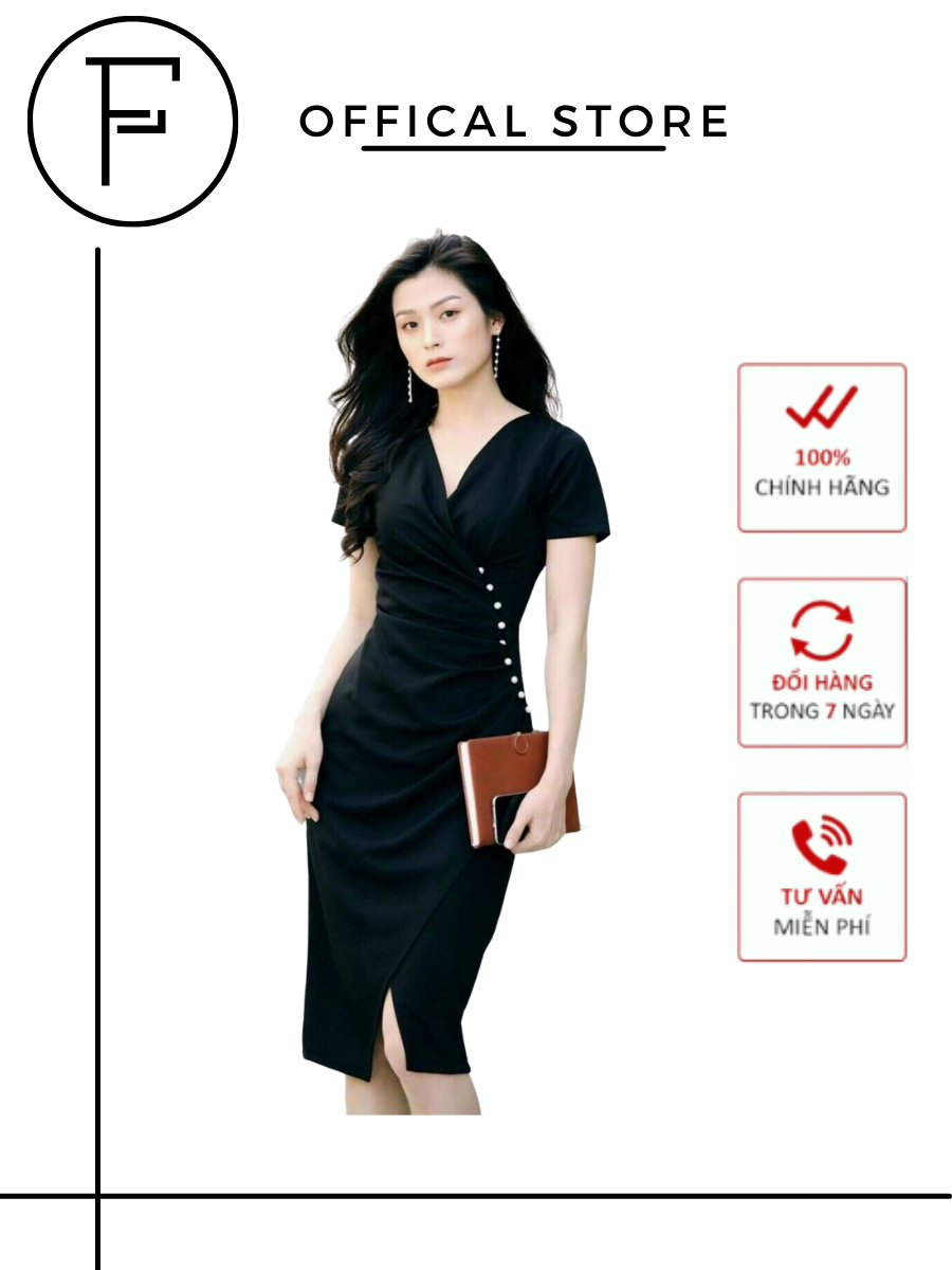 Đầm xếp ly nữ F0017 đẹp kiểu dáng xếp ly đính cườm FEAT FASHION mẫu mới , chất liệu Umi, sang trọng thanh lịch gợi cảm