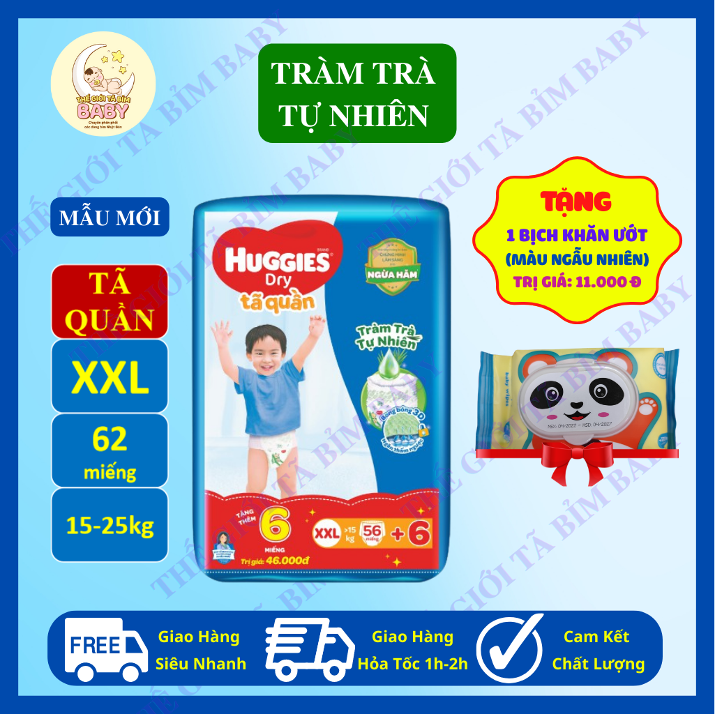 Tã quần huggies tràm trà size xxl56+6 miếng