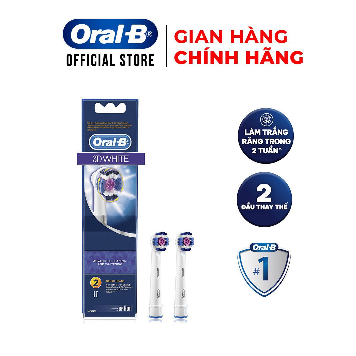 Đầu bàn chải oral-b 3d white - hàng chính hãng 100%