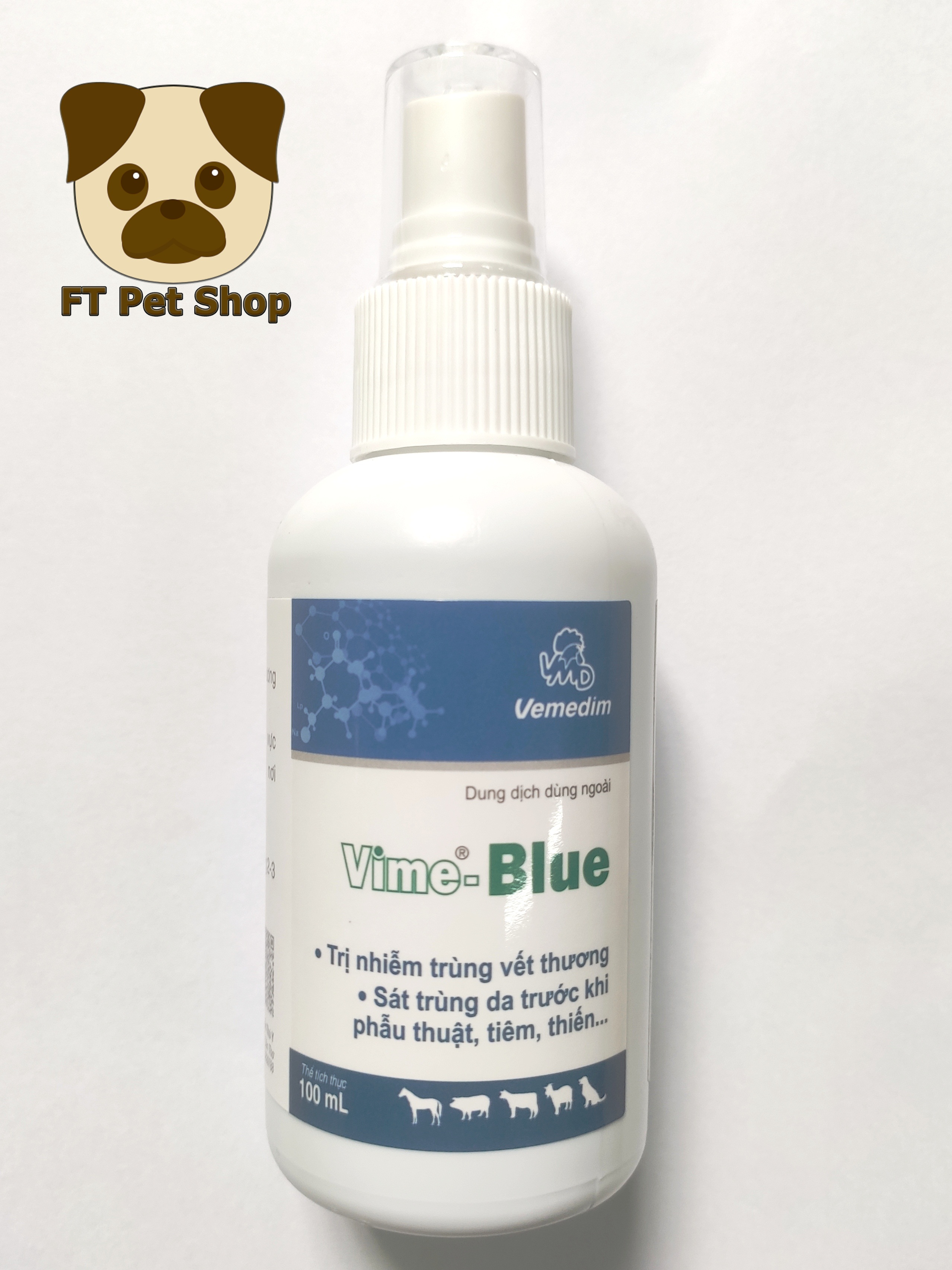 Xịt Ghẻ Vết Thương Cho Chó Mèo Thú Cưng Vime Blue 100ml