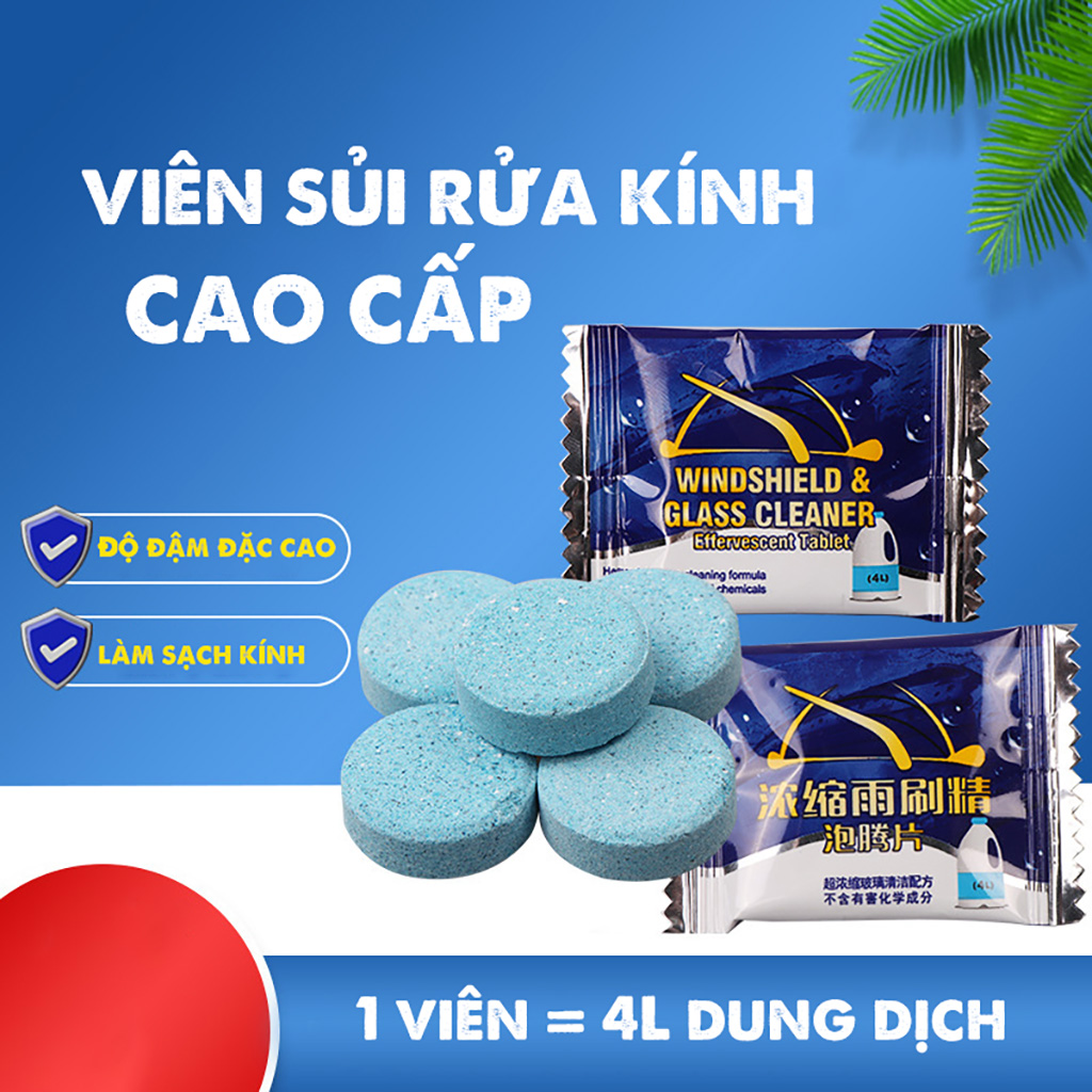 Viên Sủi Rửa Kính Ô tô Tiện Dụng Dùng Cho Gạt Mưa Ô Tô Xe Hơi (Mỗi viên pha được 4L)