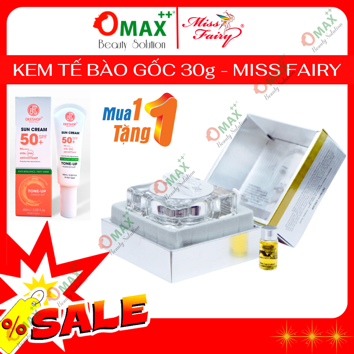Kem MISS FAIRY TẾ BÀO GỐC 30G - Chống Lão Hóa - Xóa Nếp Nhăn - Phục Hồi Da - Giúp Da Sáng Khỏe + Tặng Kèm Serum EGF