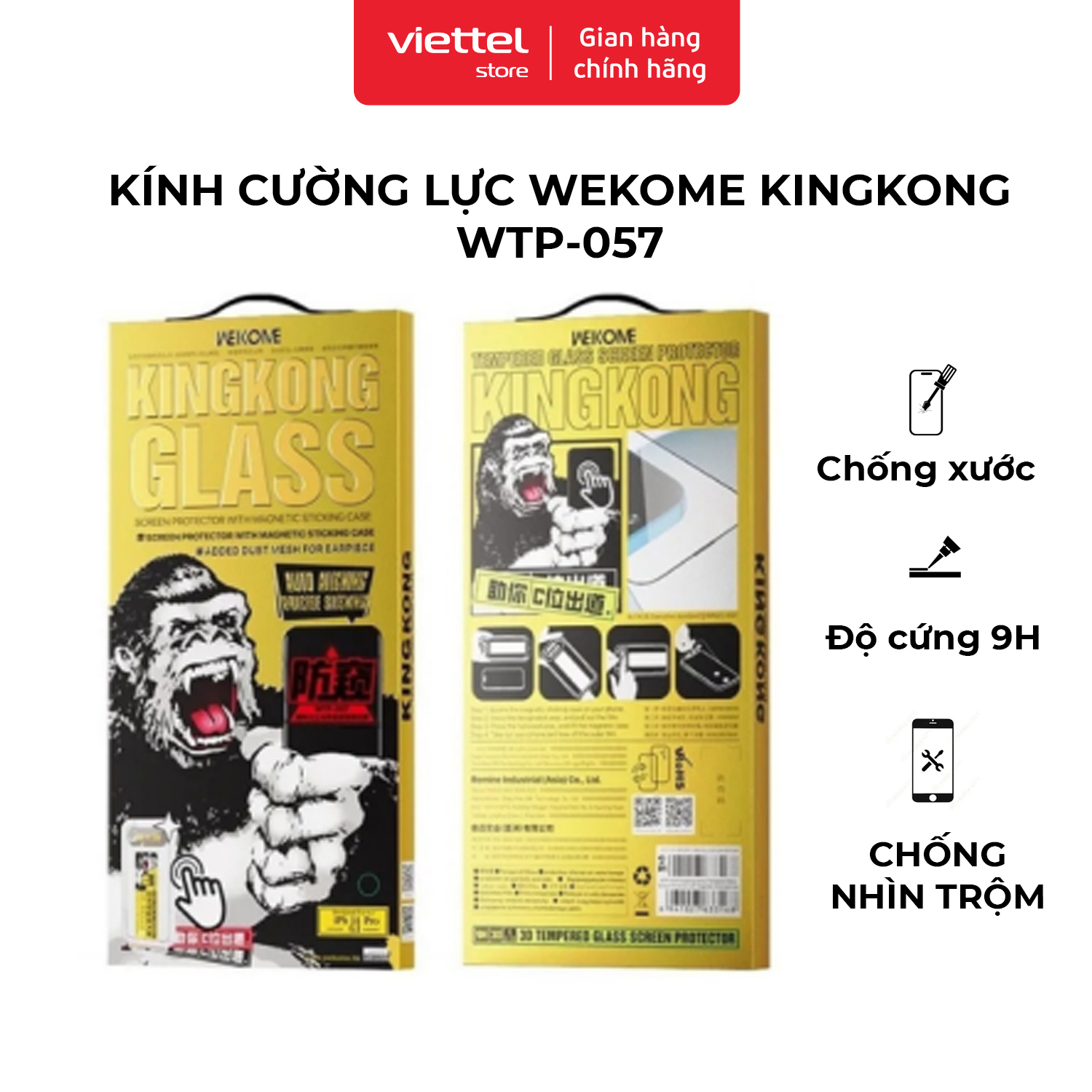 Kính Cường Lực Chống Nhìn Trộm WEKOME KINGKONG WTP-057 | Full Màn | Khung Tự Dán Chính Hãng