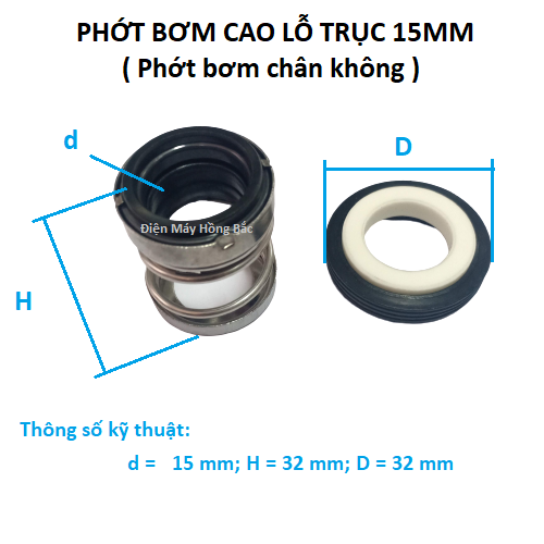 Phớt bơm nước lò xo cao trục 15mm đến 20mm