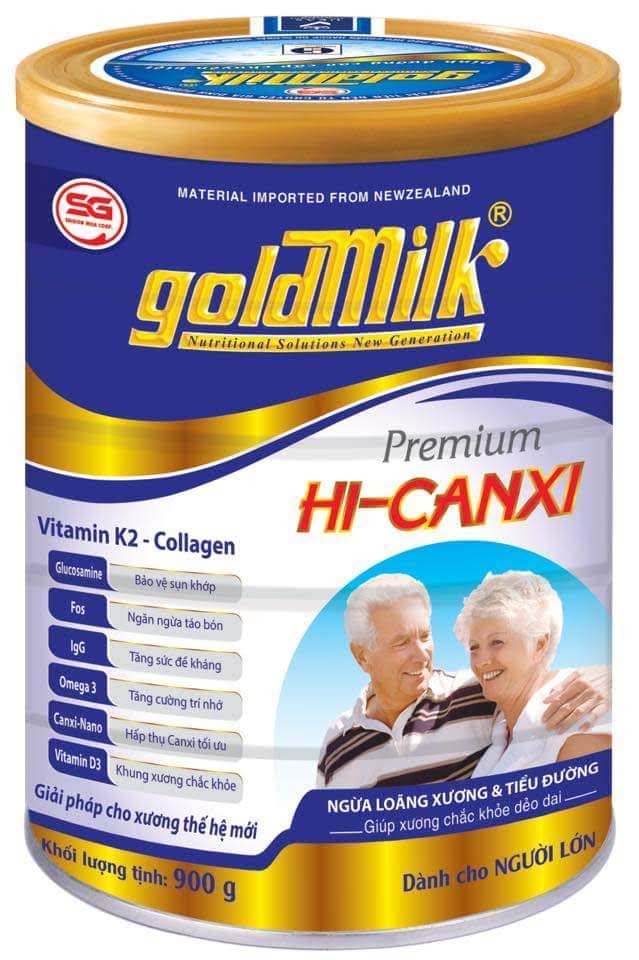 SỮA CHO NGƯỜI GIÀ NGĂN NGỪA LOÃNG XƯƠNG và TIỂU ĐƯỜNG - Sữa bột Goldmilk Hi-Canxi 900g - SỮA DÀNH CHO NGƯỜI GIÀ - Dâu Tây Shop