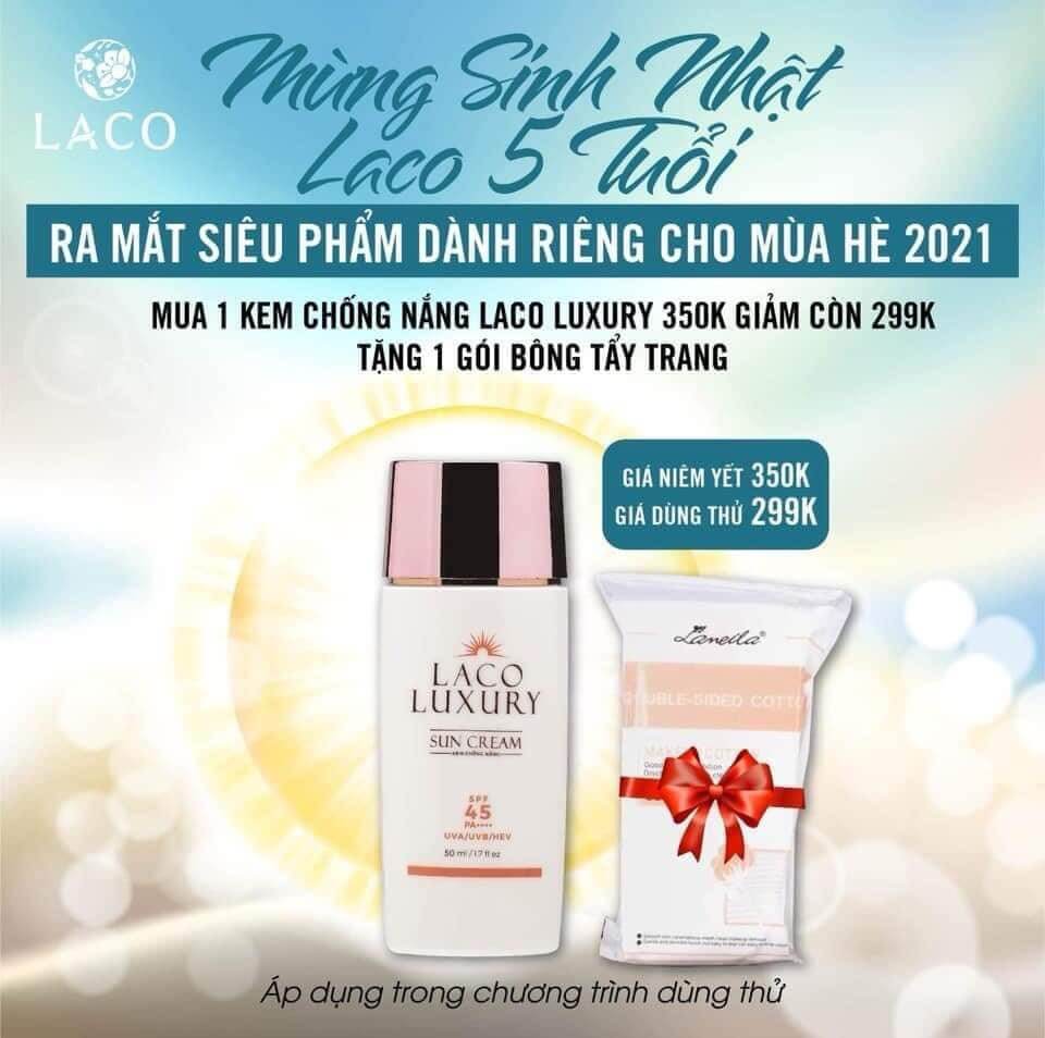 Kem chống nắng kép LACO Luxury nam/nữ dưỡng ẩm chống lão hóa lên tone 50ml
