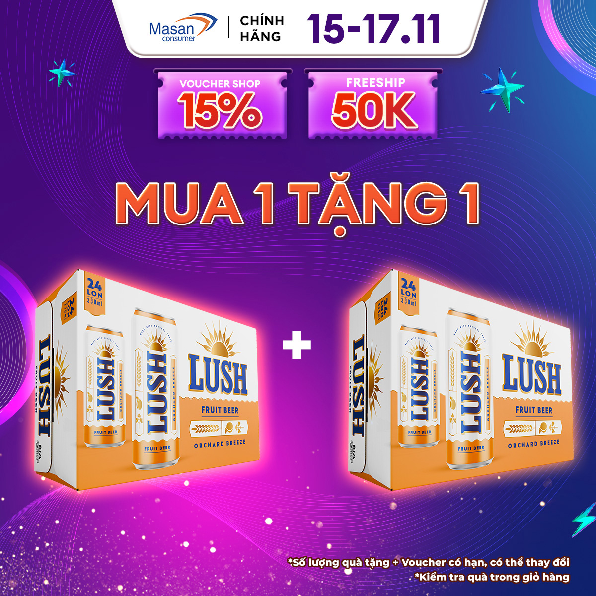 MUA 1 TẶNG 1 - DATE 12.2024] Bia Lush Orchard Breeze vị Mơ Đào Thơm Dịu  - Thùng 24 Lon 330ML (Nồng độ cồn 4%)