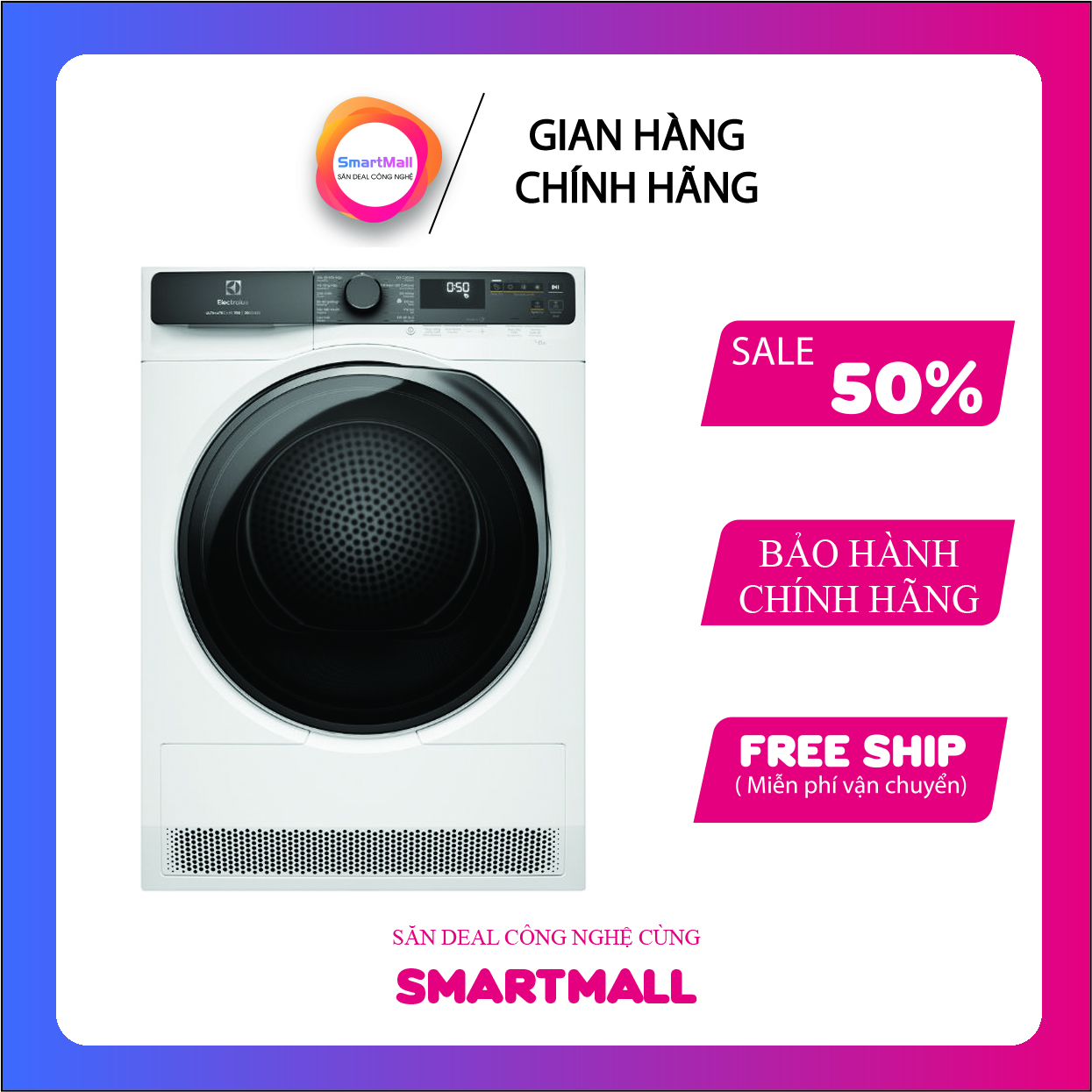 [GIAO TẠI HCM] Máy sấy bơm nhiệt Electrolux UltimateCare 9 kg EDH903R7WC - Đồng bộ SyncDry, Điều khiển qua ứng dụng Electrolux,Tăng cường chống nhăn Extra Anticrease,  Tạm dừng thêm quần áo, Sấy diệt khuẩn Hygiene, Hiển thị bằng màn hình đèn LED
