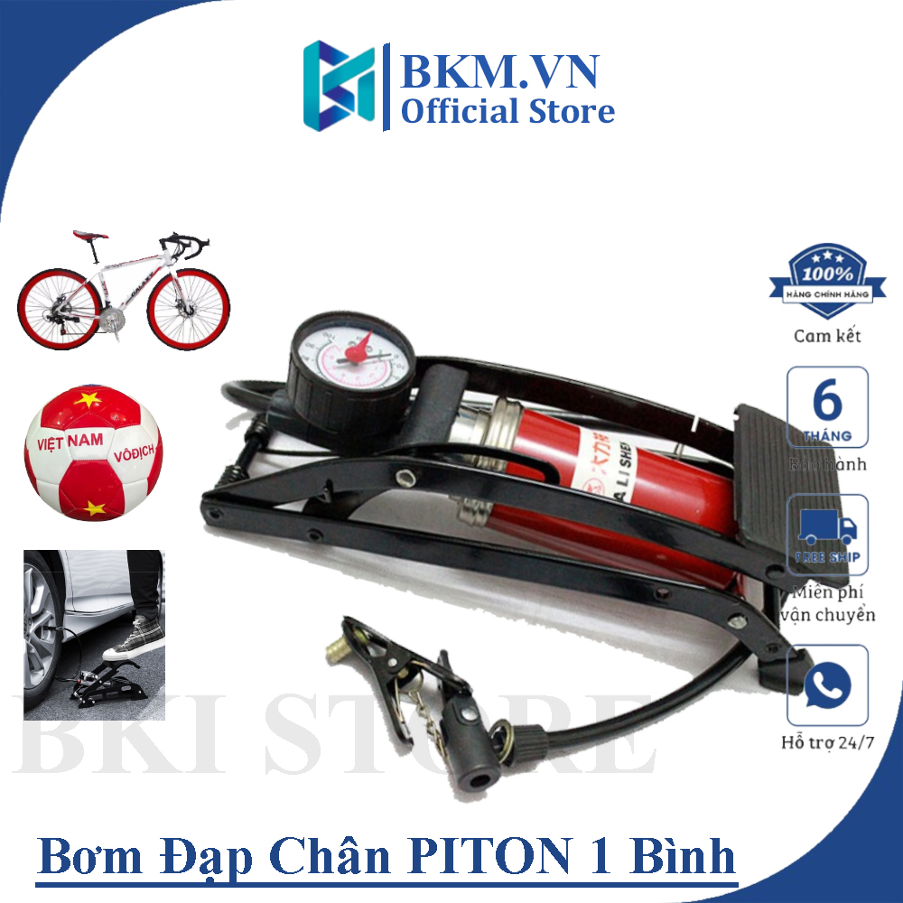 Bơm Hơi Đạp Chân Mini Có Đồng Hồ Đo Áp Suất Kèm Dây Chống Gập Bền Đẹp, Bơm Xe Máy, Xe Đạp, Lốp Ô Tô Nhỏ Gọn, Tiện Lợi