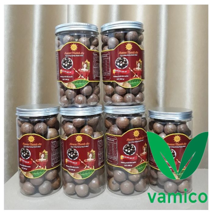 Thanh an macca sạch hộp 500gr, sấy nứt vỏ lâm đồng, macadamia kèm lẫy