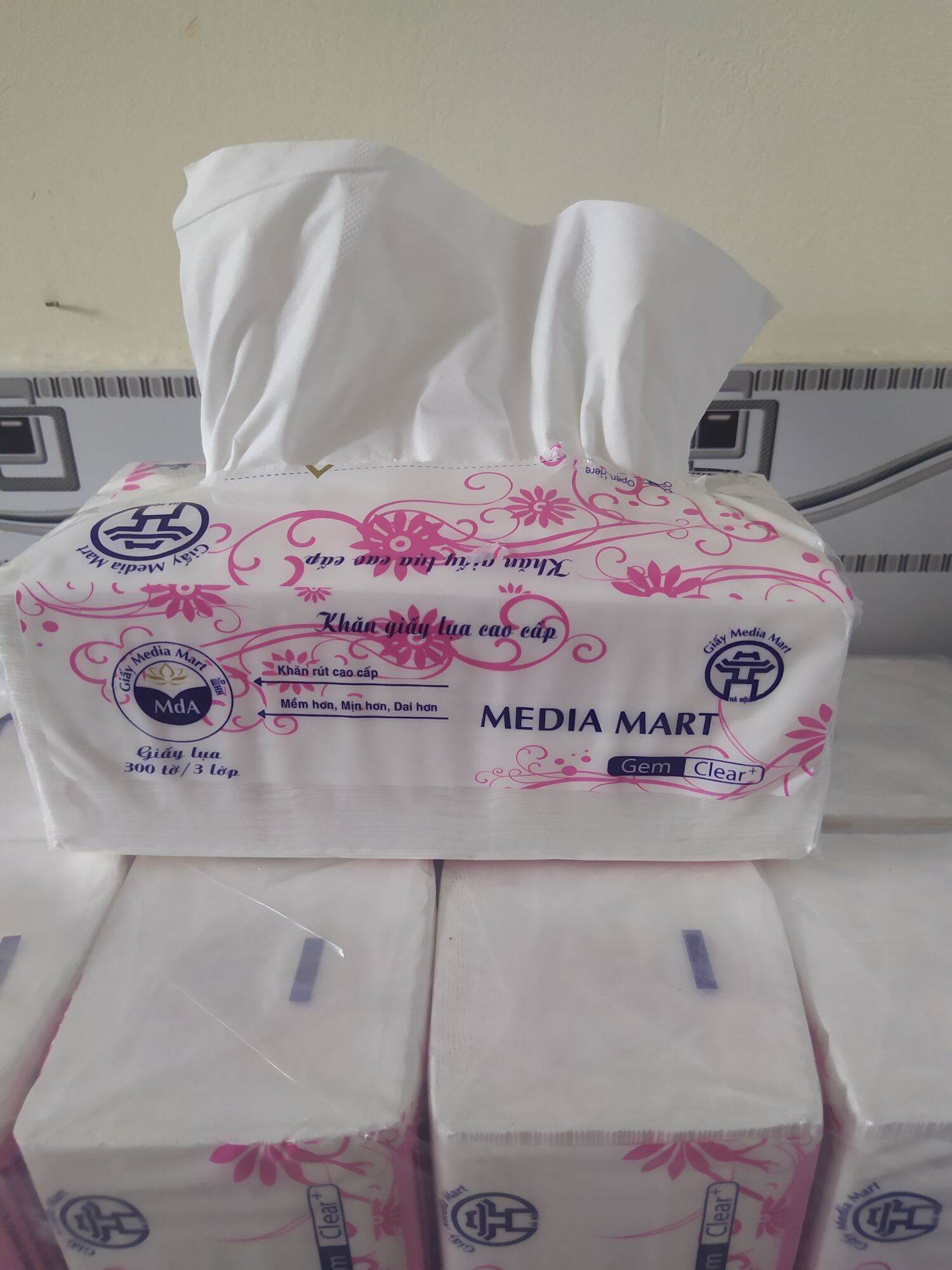 Combo 10 bịch giấy rút lụa media mart 3 lớp 300 tờ