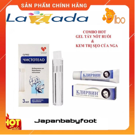 [Combo Gía sốc] Gel xóa mụn ruồi mụn thịt DVELINIL và kem sẹo KLIRVIL Nga