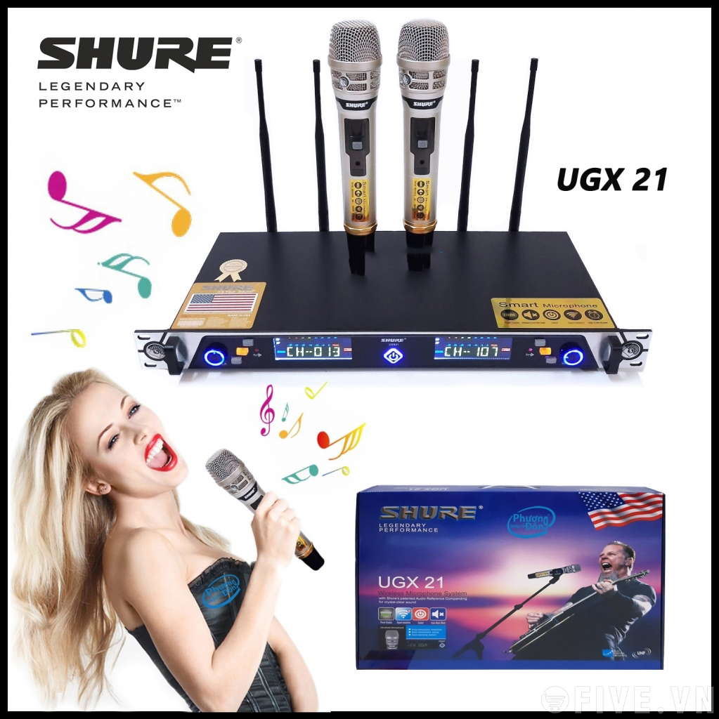 [ HÀNG CTY ] Mua dàn Karaoke Gia Đình Loại Tốt, Hát Hay, Micro Không Dây Shure UGX21 - 4 Râu Thu Phát Sóng Cực Mạnh, Hát Cực Nhẹ, Chống Hú Cực Tốt, Cho Chất Lượng Âm Thanh Tốt, Bắt Sóng Khỏe, Phù Hợp Hát Karaoke Gia Đình, Hàng Quán