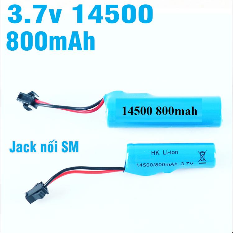 Pin 14500 3.7v 800mah xe điều khiển pin sạc loại tròn cổng SM