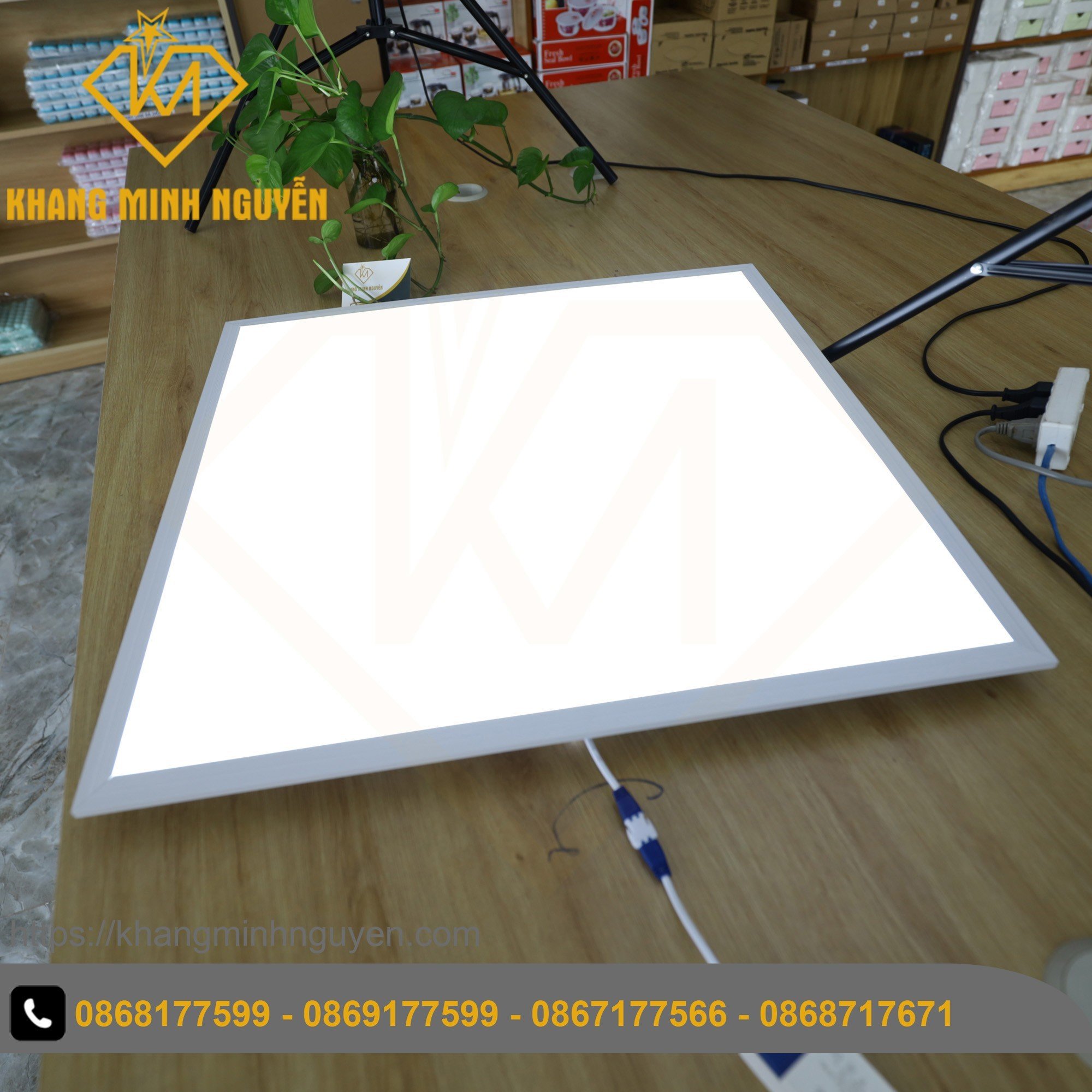 Combo 2 cái - đèn led panel âm trần siêu mỏng gắn thạch cao 600 x 600 và 1200 x 300 công suất 48w, ánh sáng trắng 6500k