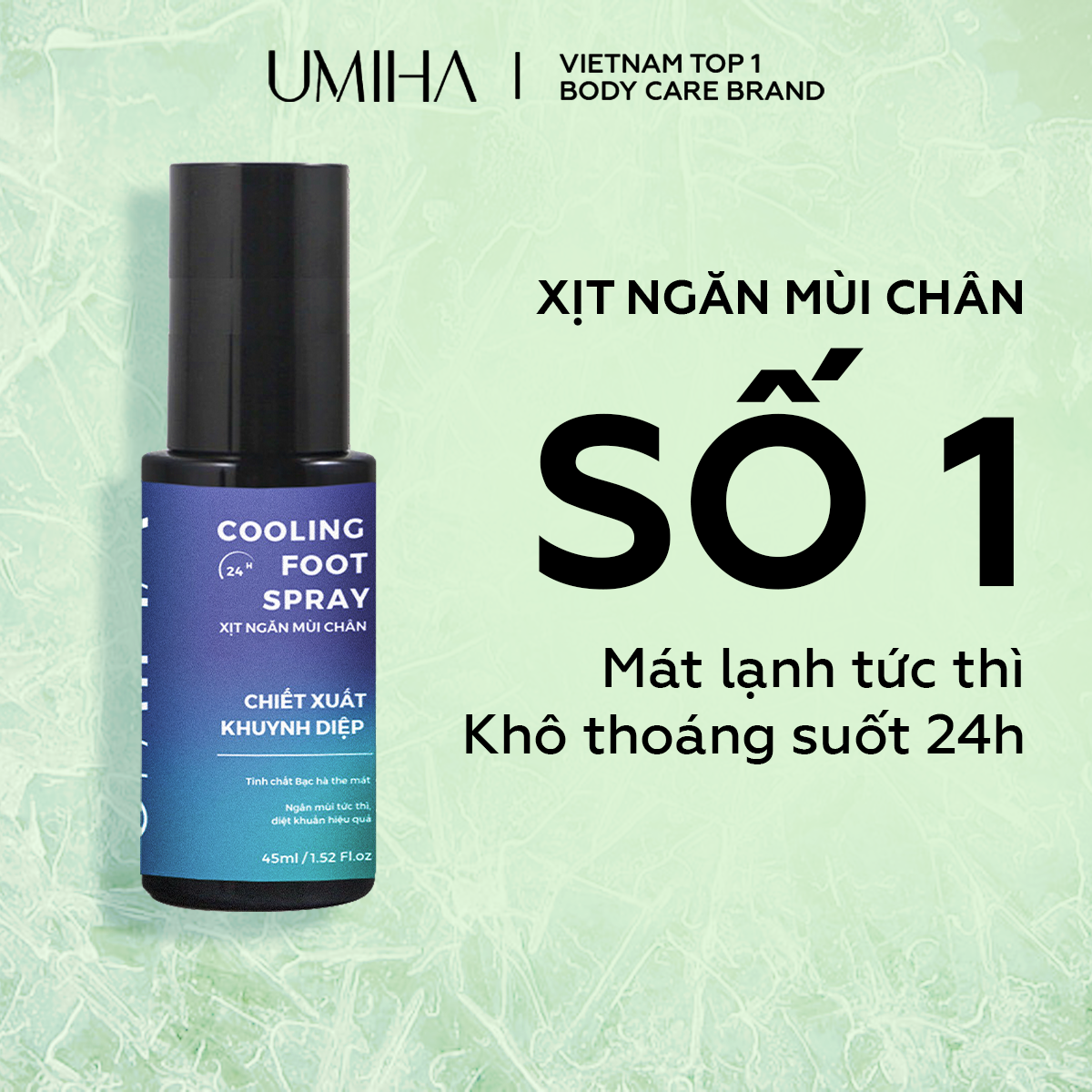 Xịt ngăn mùi hôi chân UMIHA khuynh diệp (45ml) - Khử mùi hôi chân 24h, xịt ngăn mùi chân, ngăn tiết