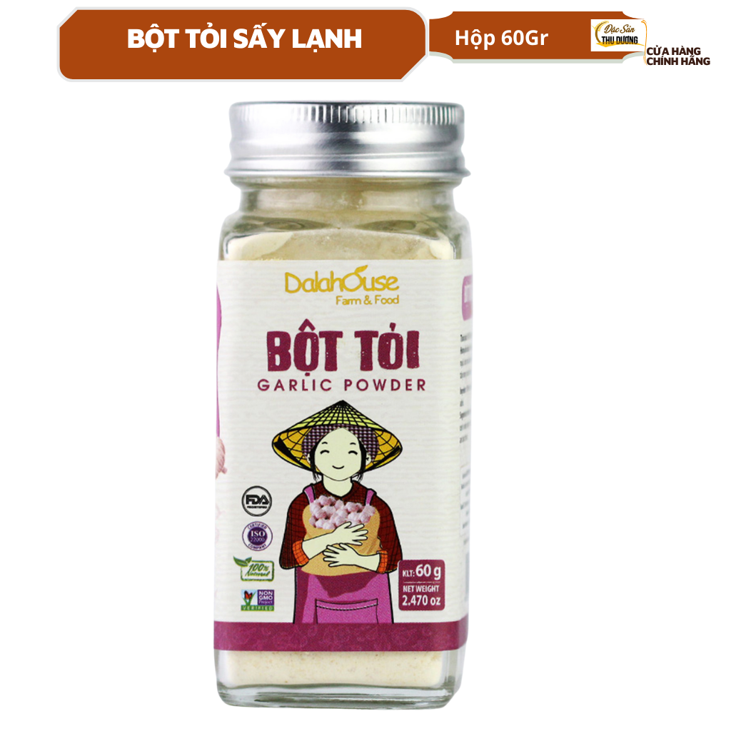 Bột tỏi sấy lạnh Dalahouse 60gr - Trồng hữu cơ, vị nguyên bản