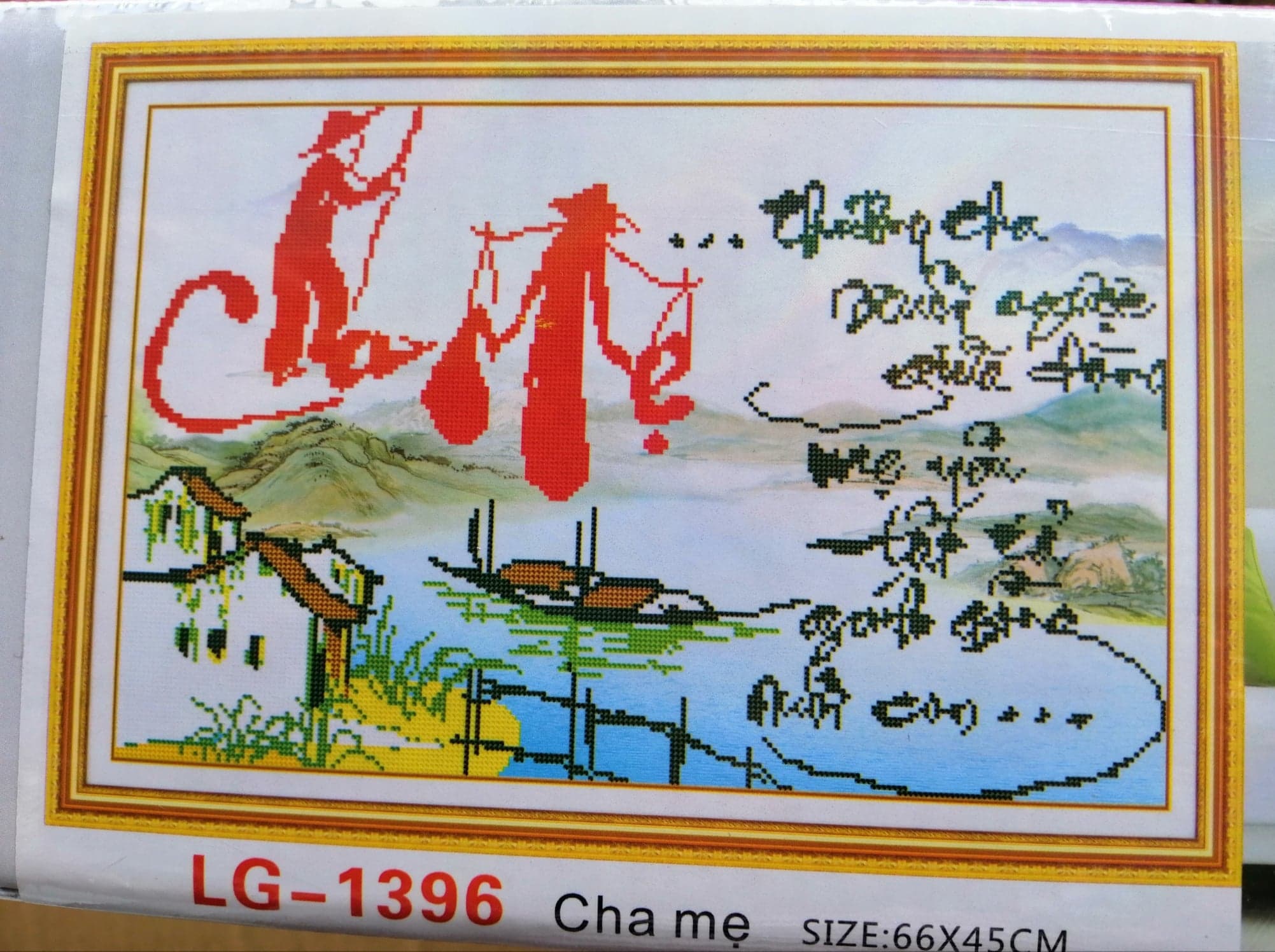 Tranh đính đá cha mẹ lg1396