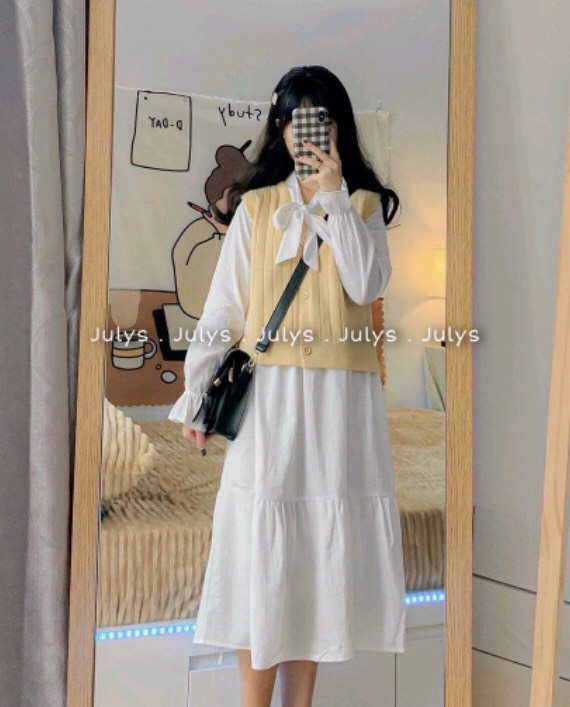 [ FREESHIP ] Váy đầm nữ phối nơ 2 tầng dáng suông che khuyết điểm siêu tốt, váy nữ 2 lớp đi chơi, đi chụp kỉ yếu siêu cute [ VÁY NƠ]