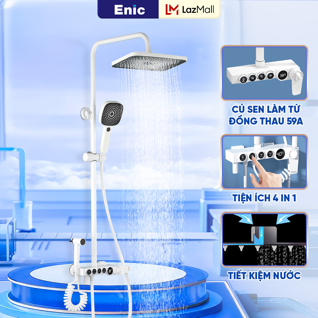 Bộ vòi hoa sen tắm đứng nóng lạnh ENIC KD - Điều khiển đèn LED hiển thị nhiệt độ thông minh - Tiết kiệm nước tới 40%