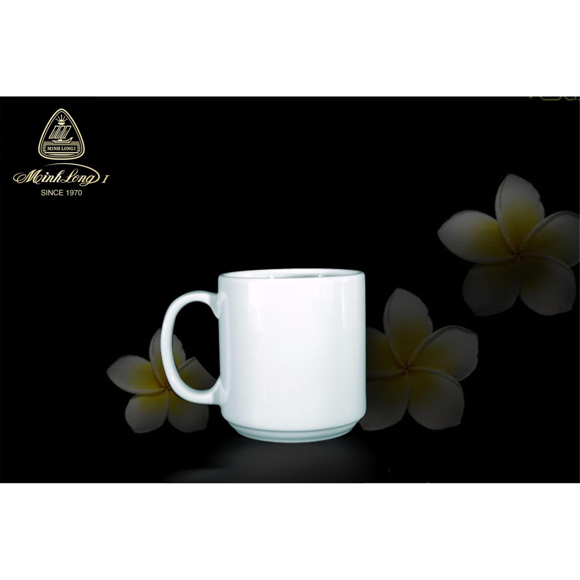 Ca sứ Minh Long có quai tròn 0.35 L JAS Trắng dùng để uống trà, cafe tiếp khách
