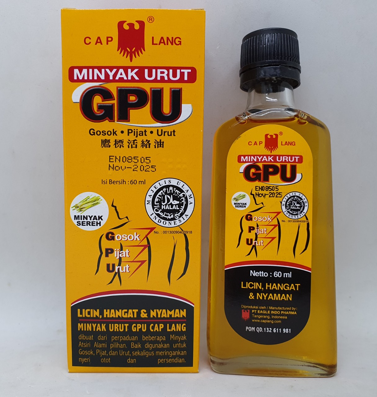 [Hoàn tiền 20%] [HCM]12 CHAI DẦU GPU CHUYÊN MASSAGE HÀNG NỘI ĐỊA CHÍNH HÃNG INDONESIA 60 ML