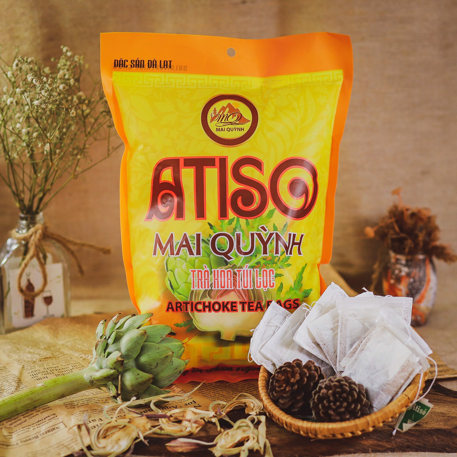 TRÀ ATISO TÚI LỌC MAI QUỲNH ĐÀ LẠT túi vàng (200gr)