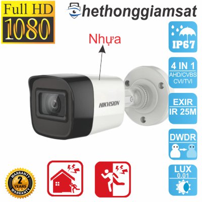 Camera hdtvi thân trụ hikvision ds-2ce16d0t-itpf 2mp, chính hãng, bảo hành 24 tháng
